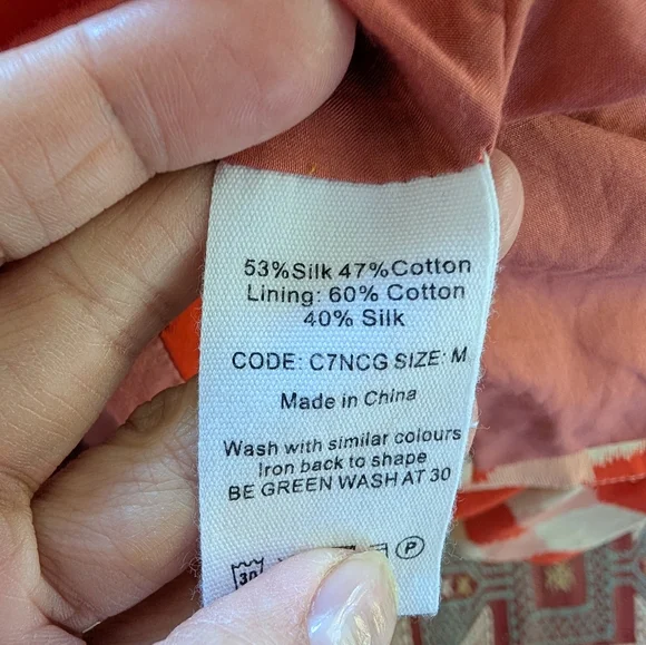 Dark Orange and Cream Geometric Kimono Style Wrap Top - Picture 5 of 5